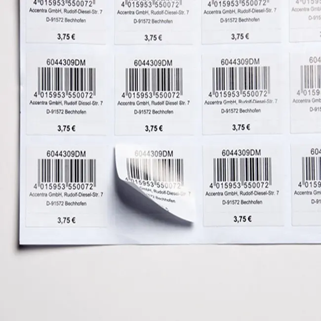 Niedrigen kosten individuell bedruckte papier barcode aufkleber, barcode aufkleber label