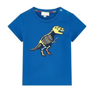Camisetas de algodão infantis, venda quente de roupas de verão personalizadas, estampas de dinossauro
