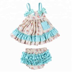All'ingrosso abbigliamento estivo Vintage floreale per bambine Swing Set nuovo Design 2 pezzi Top Shorts per bambini vestiti - Product Image 6