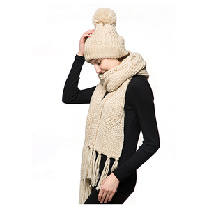 Venta al por mayor <span class=keywords><strong>barato</strong></span> Slouch Baggy Pom Beanie Mujeres Sombreros de punto y bufanda Sombrero - Product Image 3
