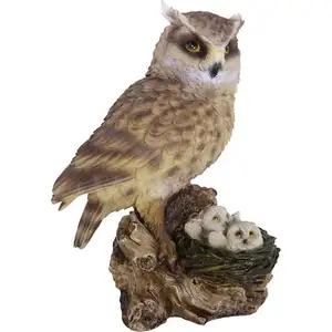 (High) 저 (Quality 삶 Size + 유리 섬유 + 수지 Owl Sculpture 동물