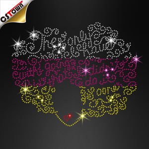 Transfert <span class=keywords><strong>thermocollant</strong></span> pour coiffeuse, motif en <span class=keywords><strong>strass</strong></span>, fille noire aux <span class=keywords><strong>cheveux</strong></span> afro, noir cristal - Product Image 6