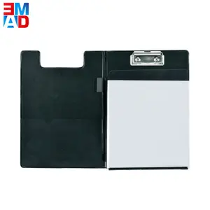 Bureau standard en plastique a4 taille papier pliage lether presse-papiers fois clip conseil d'écriture avec porte-stylo