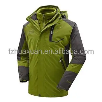 mens green winter outdoor 3 in 1 waterproof jacket