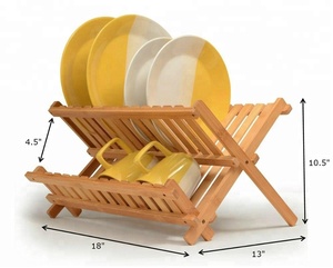 Estante plegable <span class=keywords><strong>de</strong></span> bambú para cocina, <span class=keywords><strong>escurridor</strong></span> <span class=keywords><strong>de</strong></span> <span class=keywords><strong>platos</strong></span>, bastidores <span class=keywords><strong>de</strong></span> placa <span class=keywords><strong>de</strong></span> madera - Product Image 4