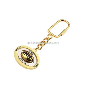 Wales Souvenir Keyring Rugby Spinner Keychain with Snap Hook Soccer Keychain