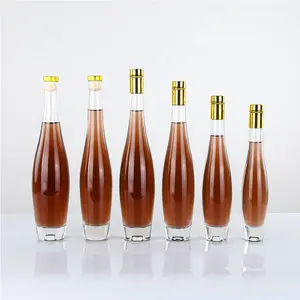 Customized empty clear glass 330ml 500ml thick bottom bottle for mineral water