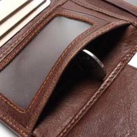 Dompet Lipat Tiga Kulit Sapi Asli Pria, Dompet Tipis untuk Uang dan Kartu Kredit, Dompet Cokelat untuk Pria