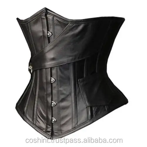 Cosh Corset underbust steelboned eo đào tạo Heavy Duty đen da Corset với thắt lưng steampunk và Gothic Corset vendnors