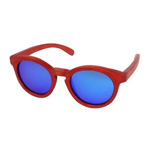 Gafas de Sol Redondas Hechas a Mano 2025, Ecológicas, Retro, con Logotipo Personalizado, Polarizadas, de Bambú, Rojas, <span class=keywords><strong>Babu</strong></span> - Product Image 4