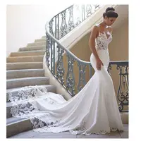 Женское свадебное платье с юбкой-годе FA102, винтажное кружевное платье с длинным рукавом и открытой спиной, платье невесты, 2022