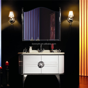 BONNYTM 304/201SS Agraciada Baño de pie Blanco Moderno Vanidad de Baño/Hotel Baño Gabinete de la Vanidad - Product Image 1