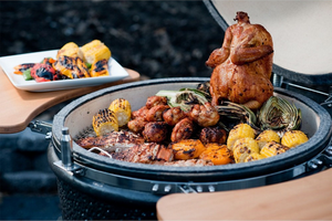 Céramique Charcoal <span class=keywords><strong>Kamado</strong></span> Clay Barbecue Grills fumeurs avec en acier inoxydable chariots matériel de cuisine cuisine en plein - Product Image 4