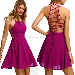 Pink Cross Lace up Backless Spaghetti Bandage Dress Sexy Prom Dresses