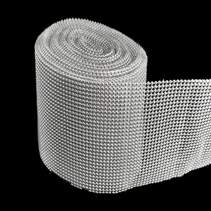 Produttore commercio all'ingrosso di 32 fila metà argento della sfera di stirata del rhinestone della maglia del nastro per la Cerimonia Nuziale Della Decorazione Della Torta - Product Image 3