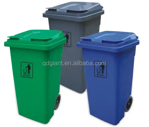 Tempat Sampah Sampah Plastik Hijau Biru Hitam, 50L/100L/120L/240L/660L/1100L