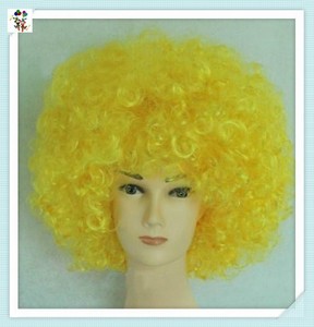 Fan dello sport Crazy Party <span class=keywords><strong>parrucche</strong></span> Afro ricci di colore giallo a buon mercato HPC-1130 - Product Image 3