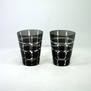 Vaso de Cristal Negro Bohemio Checo Tallado en Cristal Transparente, Vaso para Jugo - Product Image 5