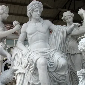 유럽 스타일의 클래식 그리스 수명 크기 흰색 대리석 아폴로 목욕 동상 조각 유명 홈 piazza 장식