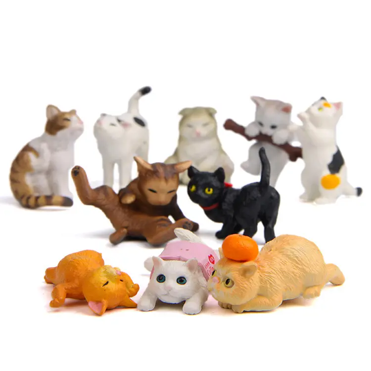 10pcs Cute Cat Figures Toys PVC Cartoon Animal Mini Cat Doll Collectible Model Toy for Children Christmas Gifts cat anime figure
