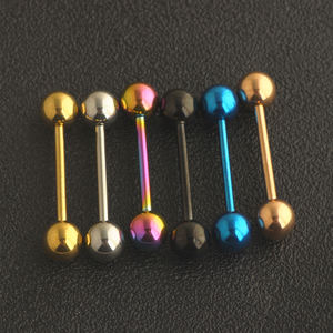 Bijoux en acier inoxydable pour femmes, boule d'haltère, anneaux de langue, barres de perçage, mamelons, barre droite, - Product Image 2