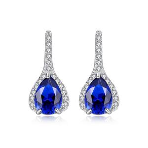 Czcity brincos de prata da noiva 925, brincos com pedra preciosa esmeralda e safira, joias femininas - Product Image 1