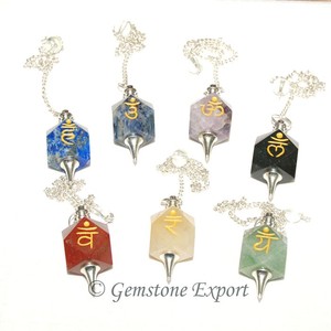 Péndulo de Cristal Dodecaedro Feng Shui con Chakra, Gema de Ágata Tallada con Arte Grabado Estilo Amor y Mundo Coleccionable - Product Image 6