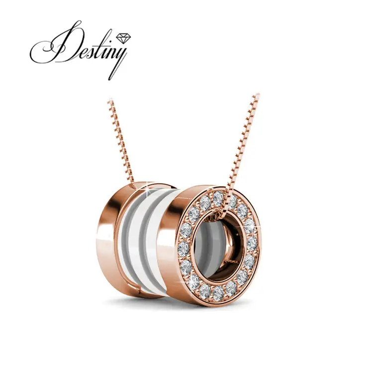 Destiny Jewellery High quality necklace for women black ceramic silver 925 pendant made with crystals