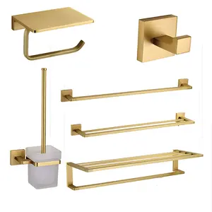 Borstel goud badkamer accessoire toiletrolhouder handdoek rail