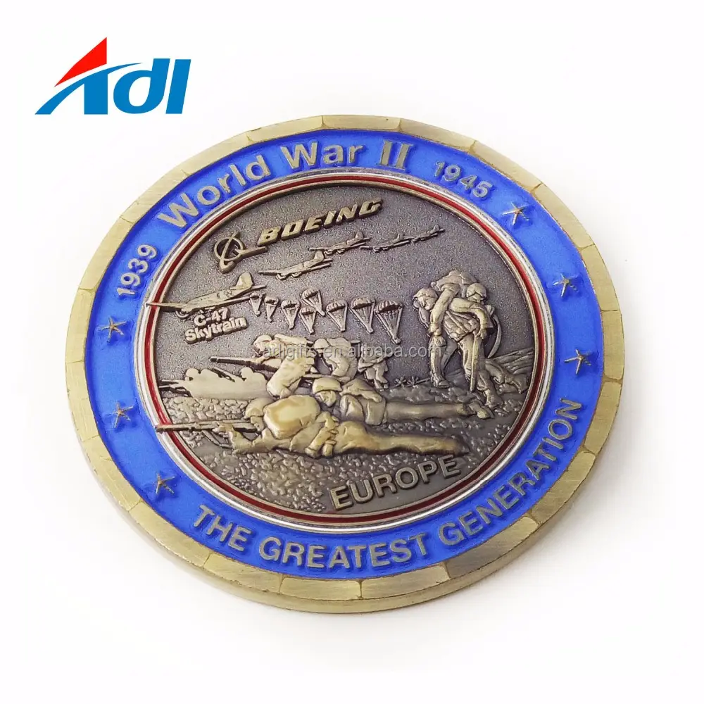 Personalizzato Seconda Guerra Mondiale Souvenir Monete Sfida del Metallo Delle Nazioni Unite con logo
