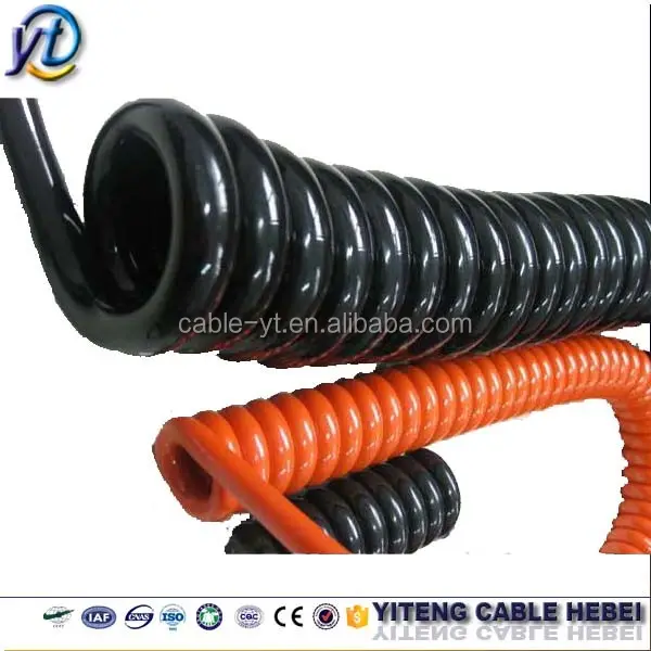 7/8 Inti Pvc/Pu/Tpr/Pur Kabel Spiral Melingkar, Kabel Pegas Listrik