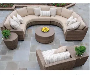 Terrasse garten wicker wohnzimmer gebogene schnitts sofa möbel sets