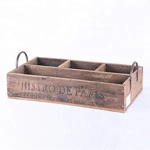 Vintage Farmhouse Rustic Wooden Condiment Caddy