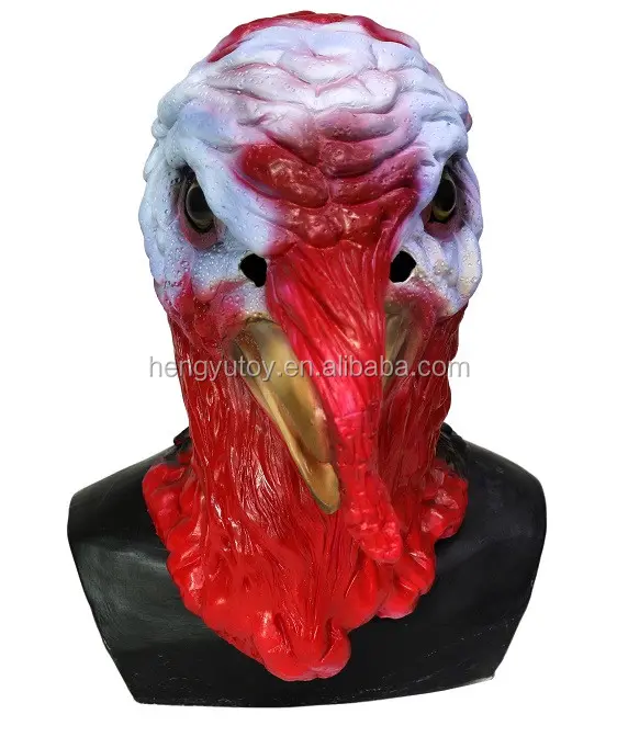 Turchia testa maschera animale Halloween gallo lattice ringraziamento cazzo novità pollo uccello Prop Costume Party per adulto