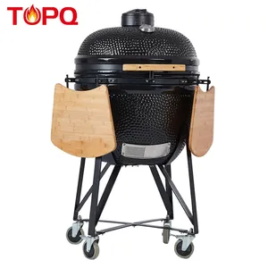 TOPQ outdoor kitchen smokeless clay tandoor oven 25" ceramic kamado barbecue grill