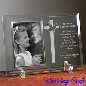 Laser Etched Glass Communion Picture Frame For Religious Gift