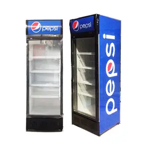 Venta al por mayor bebidas frías escaparate-Vitrina para bebidas frías, vitrina vertical Pepsi de 1 puerta, congelador