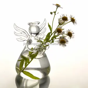 Transparent Clear Angel Shape glass flower vase for Great gift