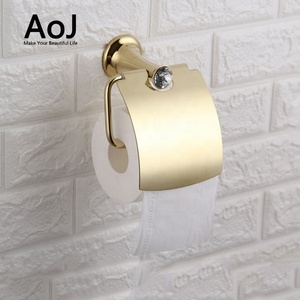 Portarrollos de Papel Higiénico de Pared, Diseño Tradicional, Ecológico, de Aleación de Zinc, Cromado en Oro, 3 Años de Garantía - Product Image 1