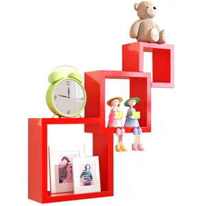 Nhà Sản Xuất Chương Trình Khuyến Mãi MDF Red Stereo Vuông Bằng Gỗ Tường Khung Trong Phòng Khách