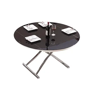 De alta calidad de levantar y Circular Multi-funcional plegable mesa de café de vidrio y mesa de comedor.