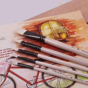 Professionnel de haute qualité 6 pièces <span class=keywords><strong>pinceau</strong></span> à poils blancs ensemble spécial <span class=keywords><strong>peinture</strong></span> à l'huile artiste pinceaux en gros - Product Image 5