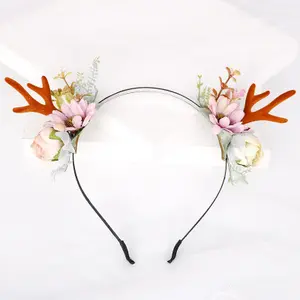 Weihnachten Stirnband Neuheit Geweih Blume Stirnband Kinder Kopf bedeckung Mädchen Haarschmuck Weihnachts dekorationen zeigen Requisiten Kopf bedeckung