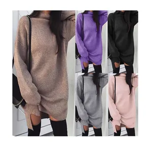 Gaun Mewah Wanita Kain Rajut Kustom Sweater Ukuran Besar Angora Chenille Wanita