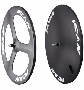 Rueda de <span class=keywords><strong>Disco</strong></span> Sólido Trasero y Delantero de 3 Radios de Fibra de <span class=keywords><strong>Carbono</strong></span> 700C, la Más Popular del 2021, para Bicicleta de Pista y Bicicleta de Contrarreloj - Product Image 1