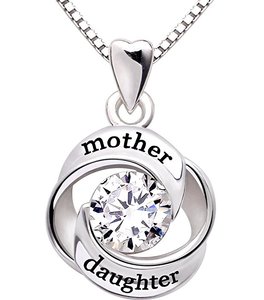 2025 Most Popular Classic Beautiful Ladies Design Sterling Silver Mother and <strong>Daughter</strong> Gemstone Stone <strong>Necklace</strong> 925 - Product Image 1