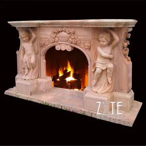 Tuỳ Chỉnh Trong Nhà Marble Trang Trí Thiên Thần Lò Sưởi Khung Mantel Với Cherubs