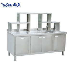 畅销商务酒店不锈钢珍珠奶茶工作台面桌不锈钢预备桌 - Product Image 4