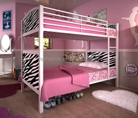 Chambre à coucher de haute qualité Mobilier moderne Lit superposé en métal blanc avec motif zèbre