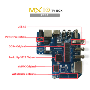 Di vendita caldo MX10 Smart TV Box Android 8.1 Quad Core 64bit DDR4 4 gb 32 gb 4 k HD Wifi 100 m LAN USB3.0 <span class=keywords><strong>internet</strong></span> tv box set - Product Image 3